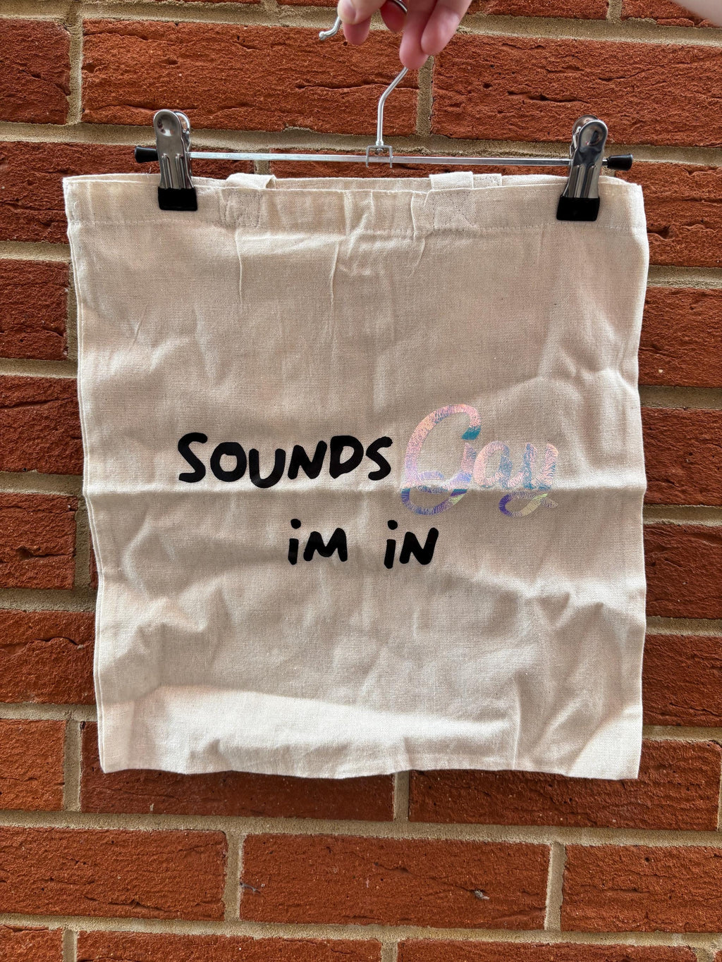 Sounds gay im in bag, funny LGBTQ bag, funny gay bag, funny slogan bag