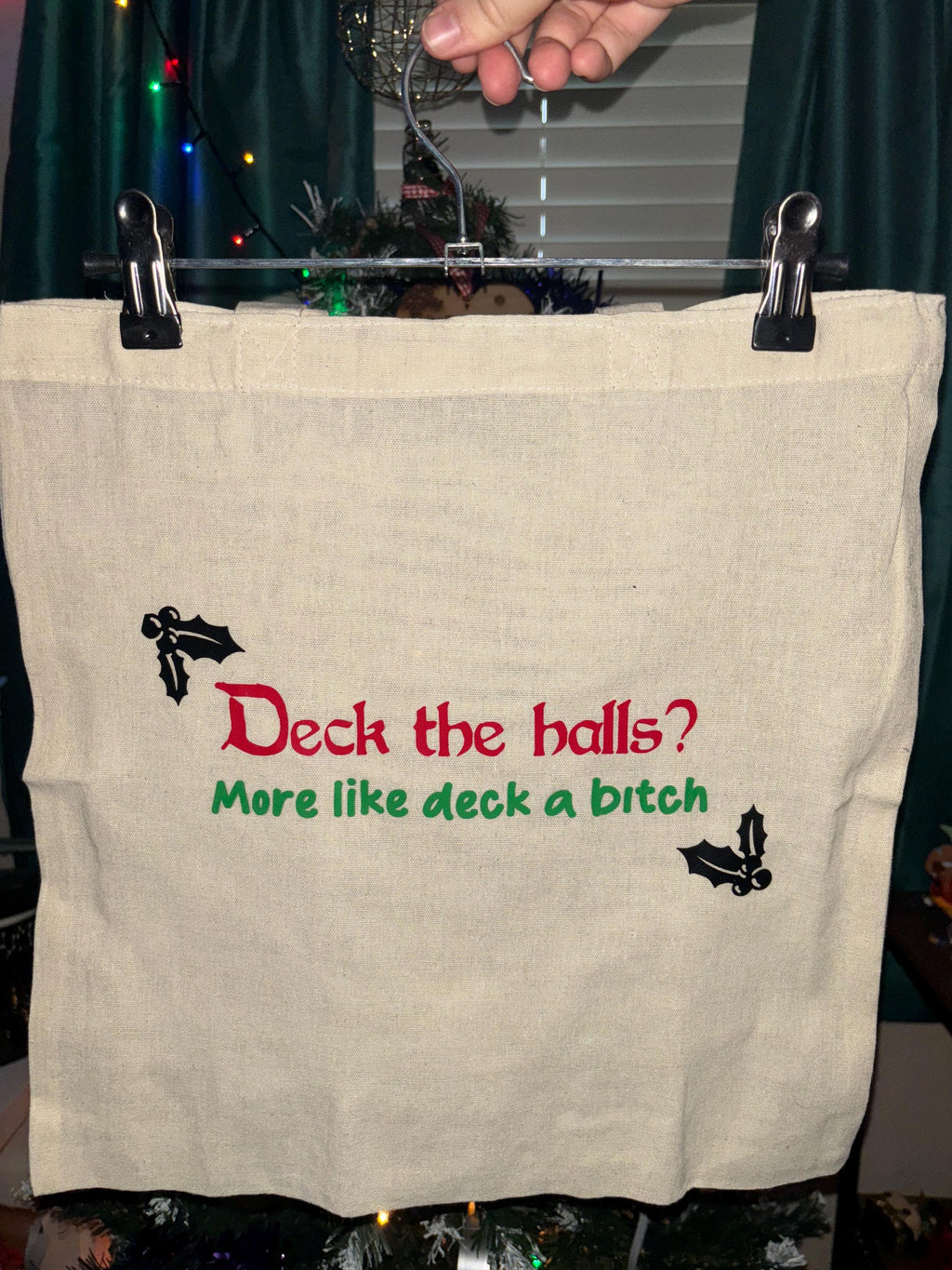 Deck the halls tote bag, funny tote bag, funny slogan bag, funny bag, tote bag, christmas tote bag