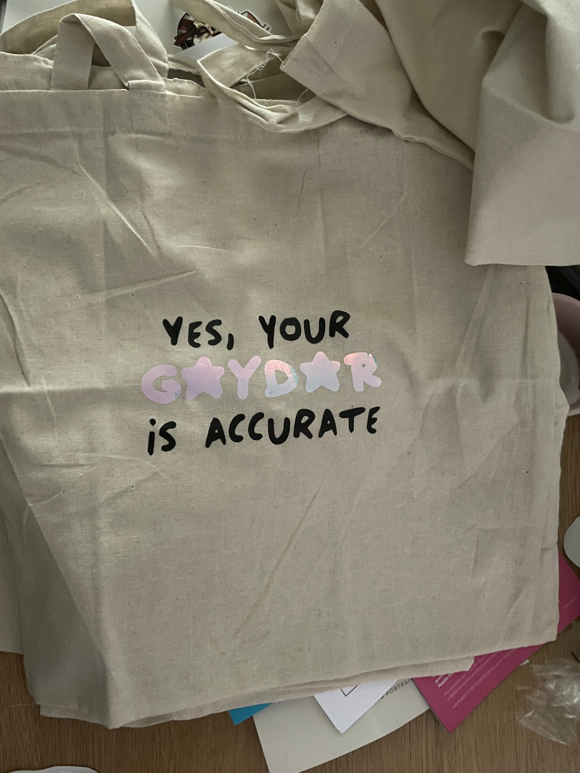 Yes your gaydar is accurate, funny lgbtq bag, funny slogan bag, tote bag, funny tote bag