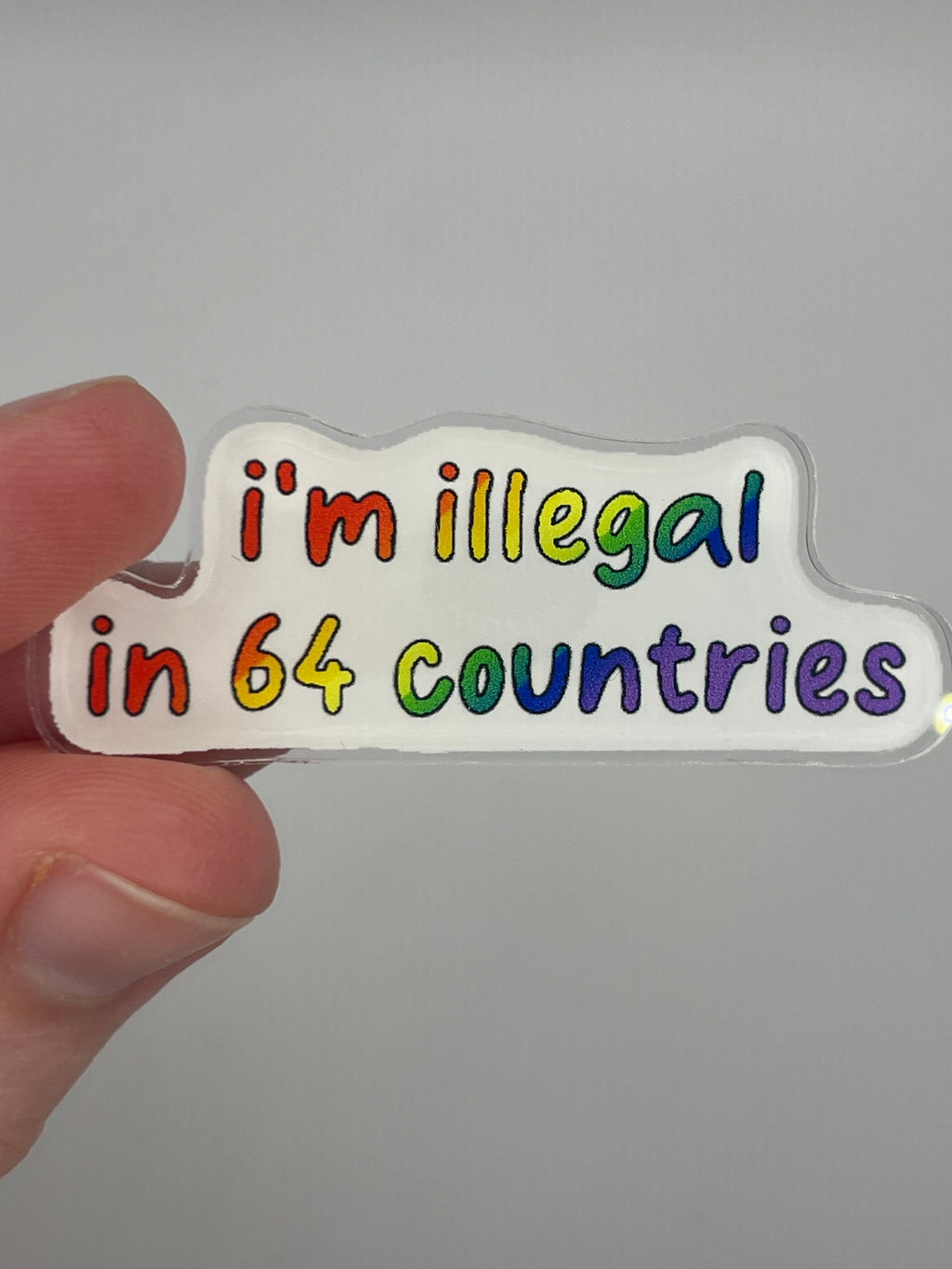 Im illegal in 64 countries pin